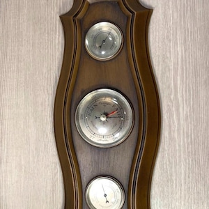 Vintage Airguide Weather Station | Large Midcentury Barometer & Thermometer | Retro Wall Decor | Made in USA | Collectible Home Accent