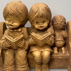 Vintage FannyKins 1980s Bill Mack Figurines, Praise the Lord 2 with Kids Singing in Church by Bill Mack