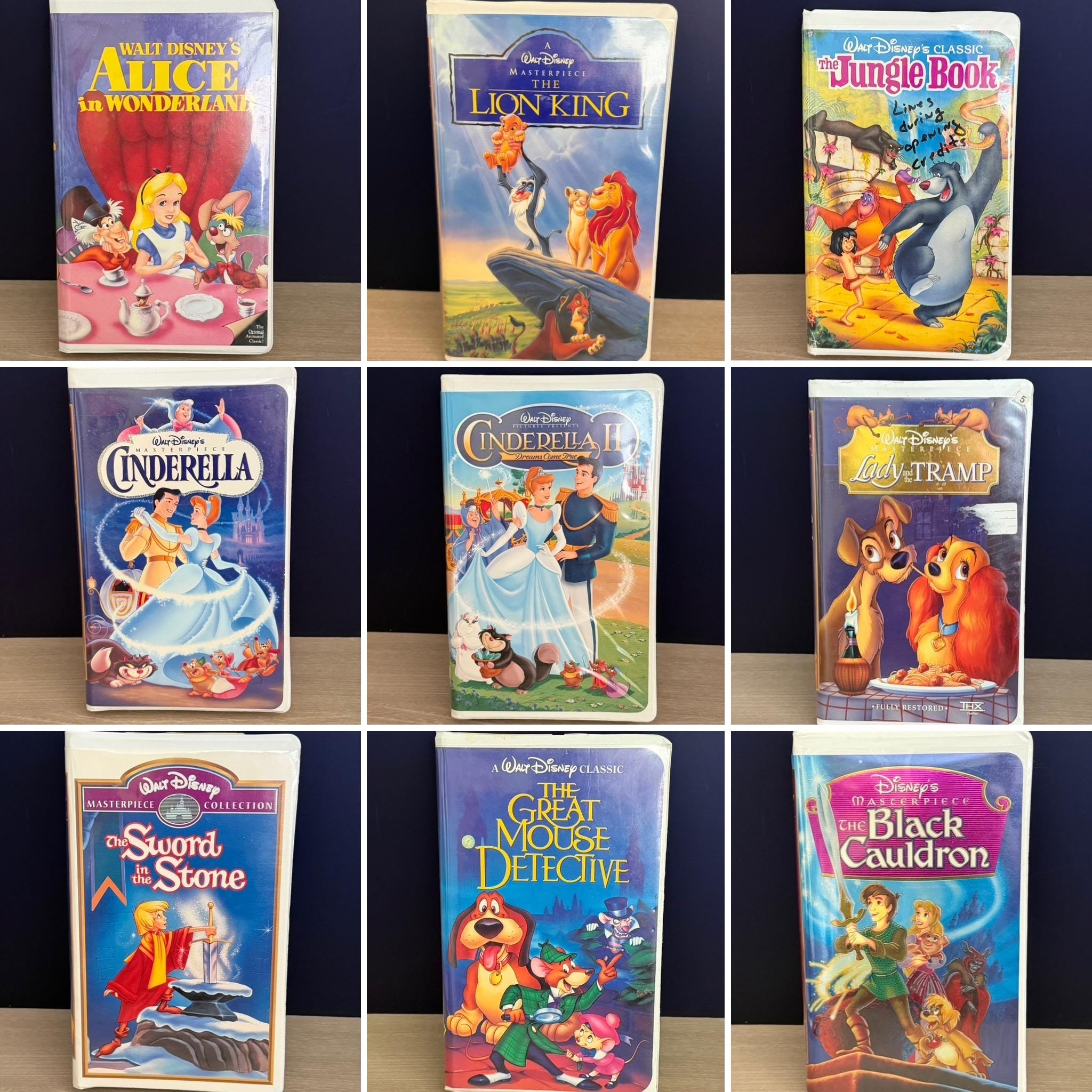 Vintage Disney VHS Animated Tape Lot, Classic 80s 90s Home VCR