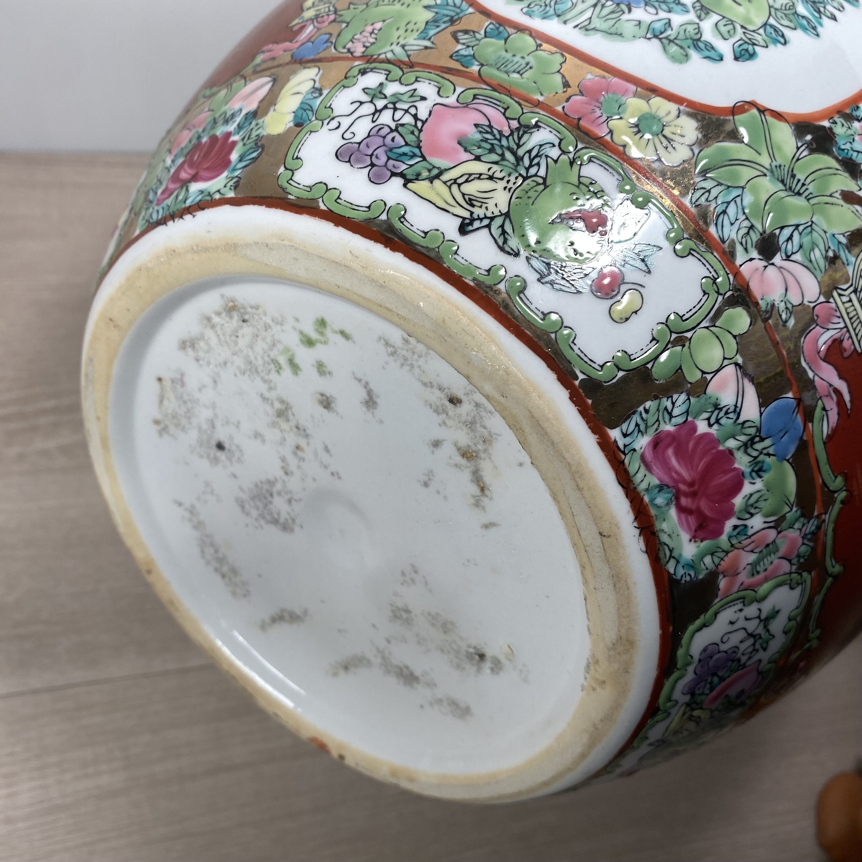 ヴィンテージ中国磁器花瓶：手描きの芸者、鳥、花柄デザイン - Etsy 日本