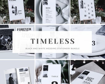 Modern Wedding Template Bundle, Elegant Editable Templates, Modern Wedding Stationery, Invitation Set,   Canva, Instant Download