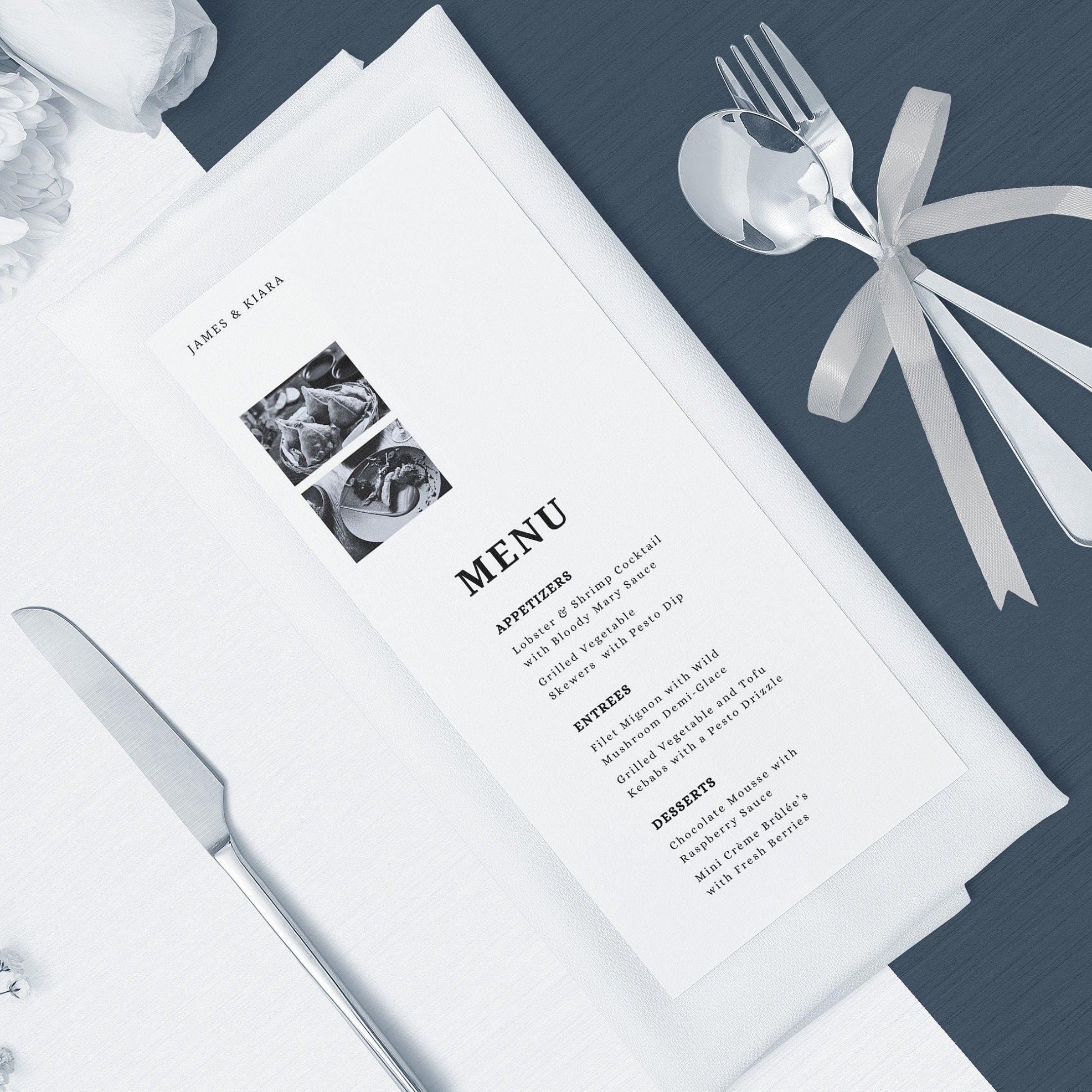 Wedding Menu and Place Card Bundle Template, Elegant Wedding Menu and ...