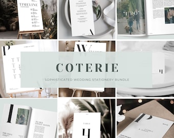 Classic Wedding Template Bundle, Elegant Editable Templates, Modern Wedding Stationery, Invitation Set,   Canva, Instant Download
