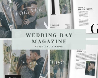 Wedding Day Magazine Template Canva, Elegant Wedding Program Digital Template, Printable Wedding Booklet, Black and White Wedding Itinerary