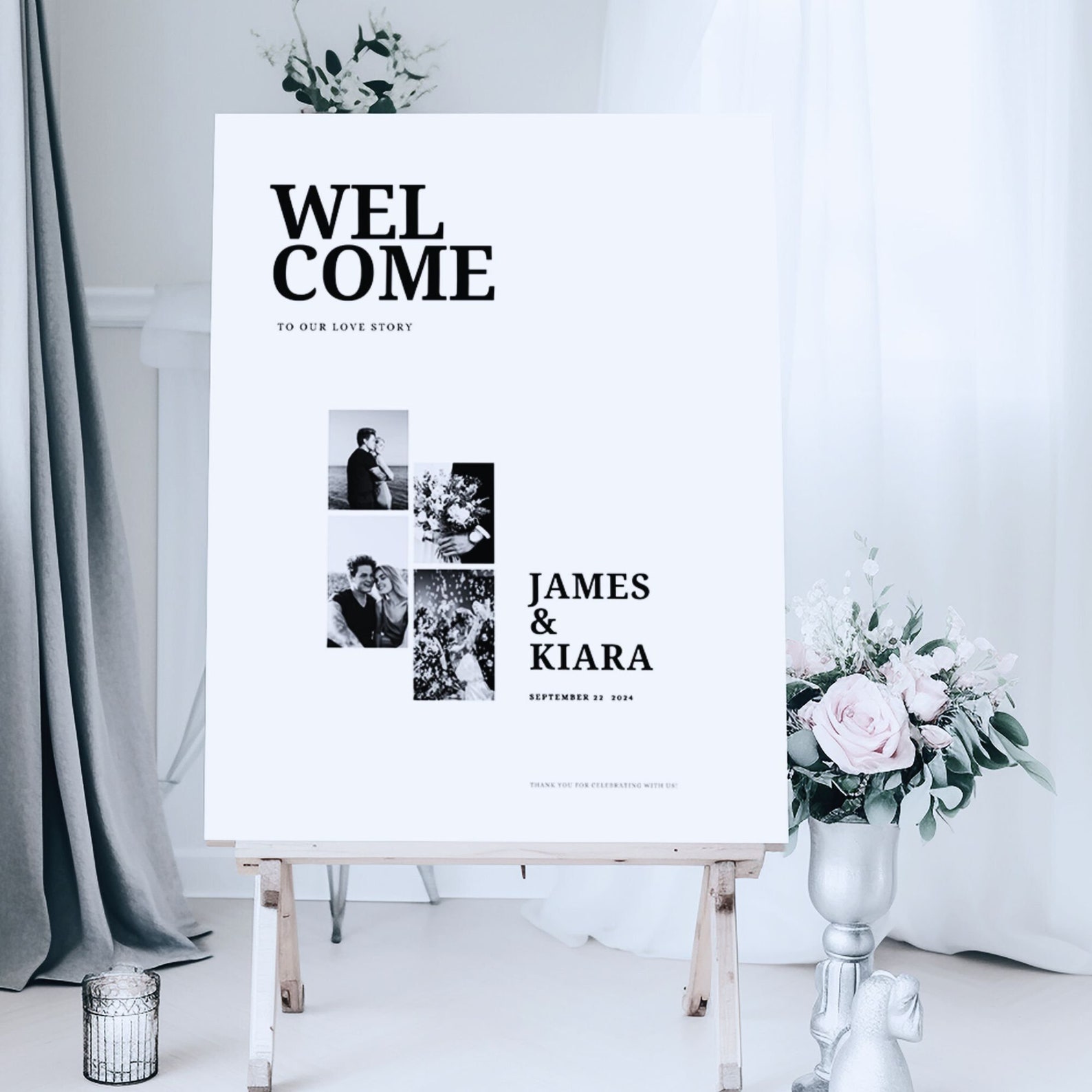 Modern Wedding Welcome Sign Template, Minimalist Elegant Welcome Sign ...