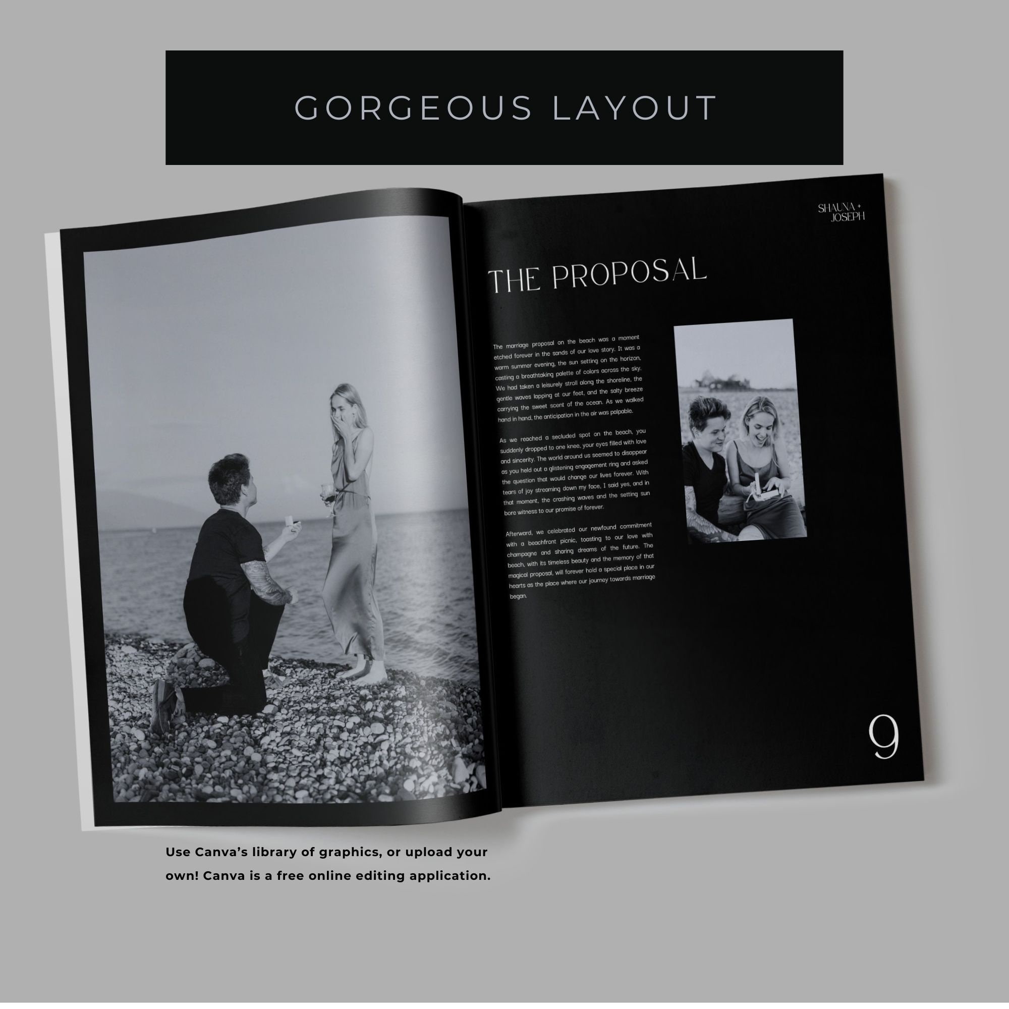 Black Wedding Day Magazine Template Canva, Wedding Program Digital ...