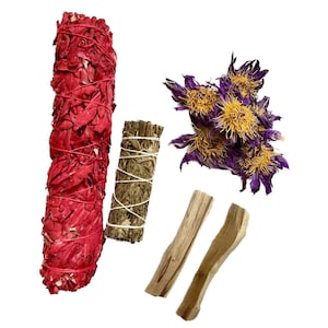 MULTI PACK: Dragons Blood Sage + Blue Sage + Blue Lotus + Palo Santo Bundles