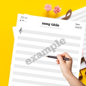 Printable blank sheet music size A4  1 page 1pdf and 1 jpg download