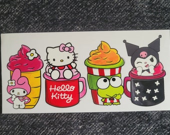 Kitty & Friends | UV DTF transfer wrap, Ready to apply, no heat needed, permanent adhesive, waterproof, easy to use |