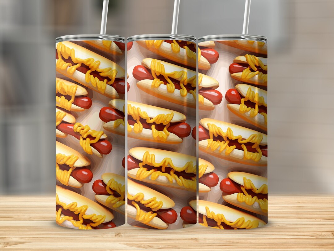 Hot Dogs 20 Oz Skinny Tumbler Sublimation Design, Straight &