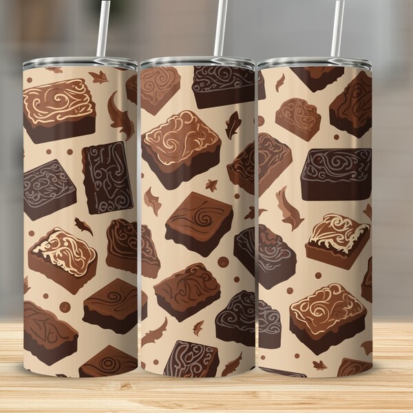 Chocolate Brownie 20 oz Skinny Tumbler Sublimation Design, Straight & Tapered Wrap, Tumbler Wrap, Tumbler Png,