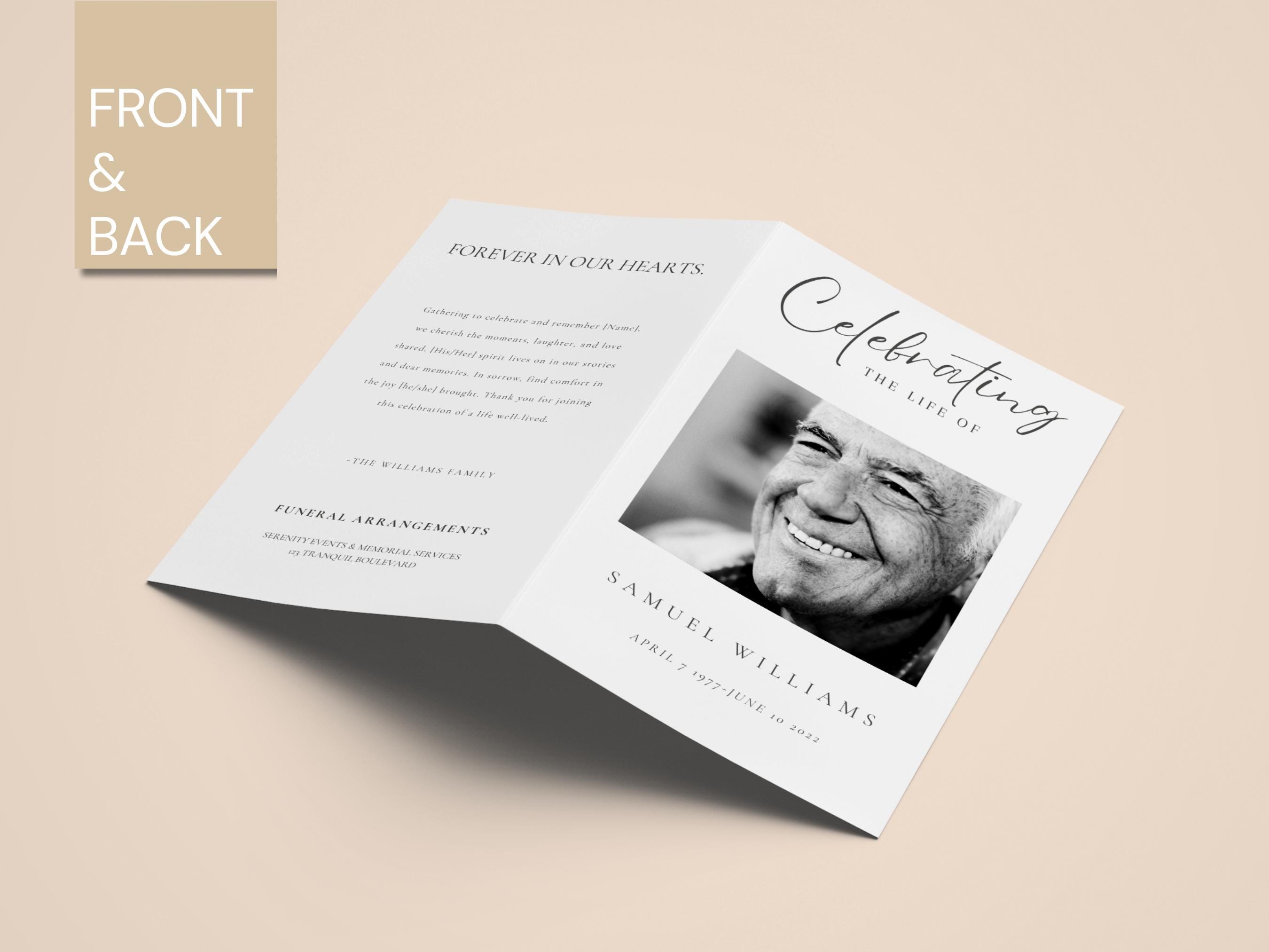 Minimalist Funeral Program Template Canva Celebration of Life Program ...