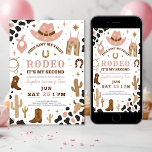 Editable My Second Rodeo Invitation Printable Cowgirl Birthday Invite Digital Evite Wild West Cowgirl 2nd Rodeo Template Instant Download