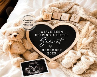 Neutral Pregnancy Announcement, Editable baby Announcement Template, Neutral baby reveal Digital, Minimalist Pregnancy reveal Social Media
