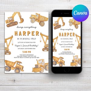 Construction Birthday Invite Template Canva Dump Everything Birthday Invitation Construction Birthday Invite Construction Bday Party Invite