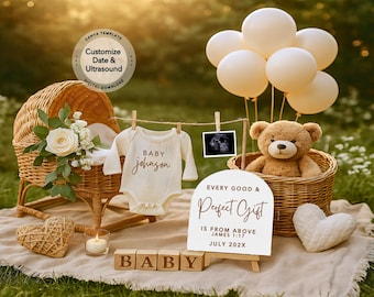 Editable Religious Pregnancy Announcement Christian Pregnancy Announcement Digital Download Revealing Baby Instagram Canva Template