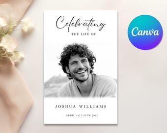 Minimalist Funeral Program Template Printable Order of Service Simple Funeral Memorial program Funeral Service Editable Celebration of life