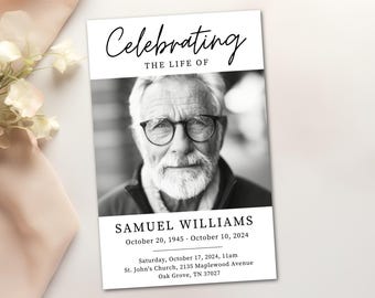 Minimalist Funeral Program Template Celebration Of Life Program Simple Funeral Order of Service  Memorial Program Template Obituary Template
