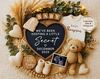 Boho Pregnancy Announcement Digital Pregnancy Announcement Baby Announcement Instant Download Editable Baby Announcement Secret Template