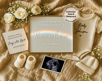 Editable Digital Pregnancy Announcement Downloadable Template Rainbow Baby Announce Baby Announce Rainbow Rainbow Baby Announcement Template