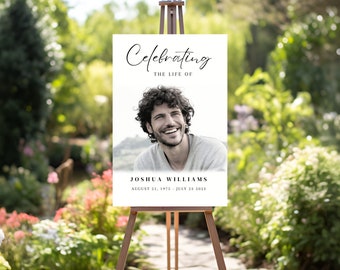 Minimalist Funeral Welcome Sign Editable Simple In Loving Memory Funeral Sign With Photo  Funeral Poster Template Funeral Instant Download