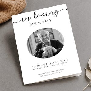 Funeral Program Template Minimal Simple Obituary Card Modern Memorial Program Editable Memorial Service Template Printable In loving Memory