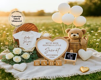 Editable Neutral Pregnancy Announcement Digital Download Template Pregnancy Reveal Social Media Baby Announcement Letter Board Canva