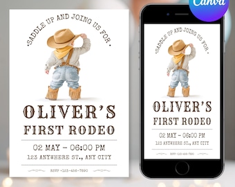 Erste Rodeo Geburtstagseinladung Vorlage Wilder Westen Geburtstag einladen Junge Geburtstagseinladung Cowboy mein 1st Rodeo einladen Digital-Herunterladbar