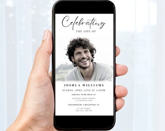 Digital Funeral Invitation Celebration Of Life Phone Invitation Memorial Evite Editable Electronic Funeral Evite Text Message Invite