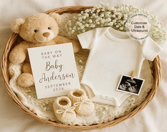 2026 New Year Pregnancy Announcement Digital Template, Editable Revealing Baby Social Media, Neutral Baby Announcment, Pregnancy Announcer