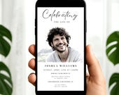 Digital Funeral Invitation Celebration Of Life Phone Invitation Memorial Evite Editable Electronic Funeral Evite Text Message Invite