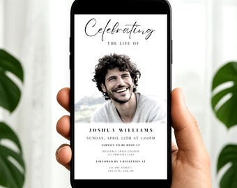 Digital Funeral Invitation Celebration Of Life Phone Invitation Memorial Evite Editable Electronic Funeral Evite Text Message Invite