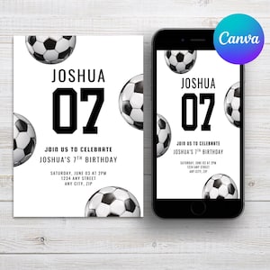 Invito per festa di compleanno di calcio Modello di invito per compleanno di ragazzo digitale modificabile Invito per festa di compleanno di calcio Modello di invito per qualsiasi età