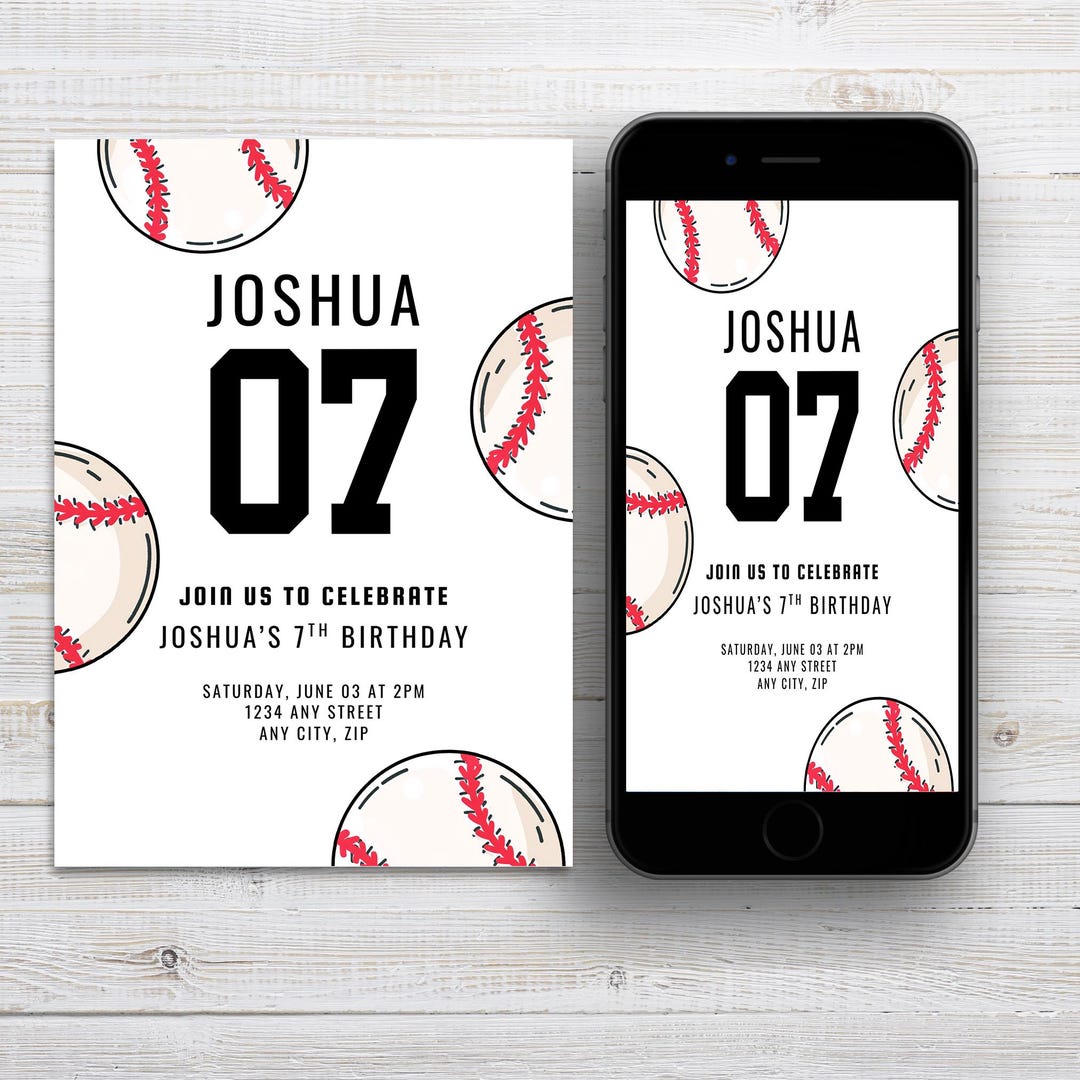 Editable Baseball Party Invitation Digital Any Age Birthday Invite ...