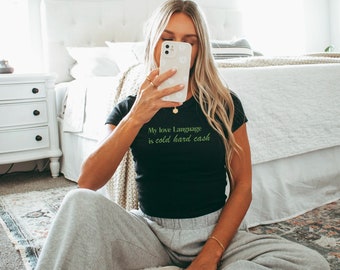 Funny Adult Baby Tee: Y2K College Graphic Tee