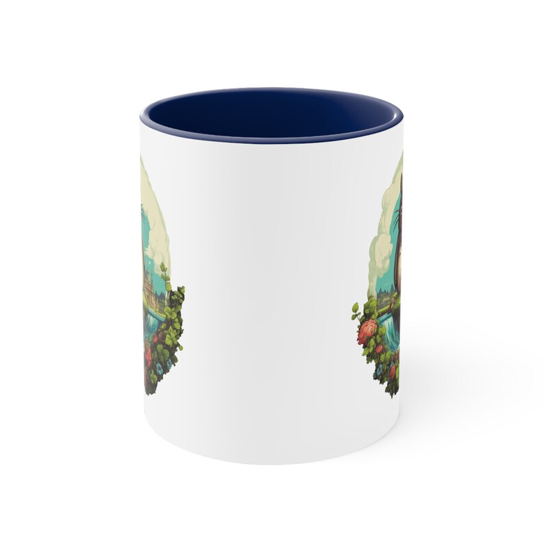Accent Coffee Mug, 11oz Coffee Mug with C-Handle, Adventures of Totoro, Best Travel Coffee Mug, Digital Art Ceramic Mug, Coffee Lover Gift image 6