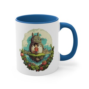 Accent Coffee Mug, 11oz Coffee Mug with C-Handle, Adventures of Totoro, Best Travel Coffee Mug, Digital Art Ceramic Mug, Coffee Lover Gift image 8