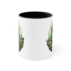 Accent Coffee Mug, 11oz Coffee Mug with C-Handle, Adventures of Totoro, Best Travel Coffee Mug, Digital Art Ceramic Mug, Coffee Lover Gift image 2