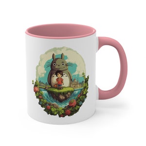 Accent Coffee Mug, 11oz Coffee Mug with C-Handle, Adventures of Totoro, Best Travel Coffee Mug, Digital Art Ceramic Mug, Coffee Lover Gift image 9