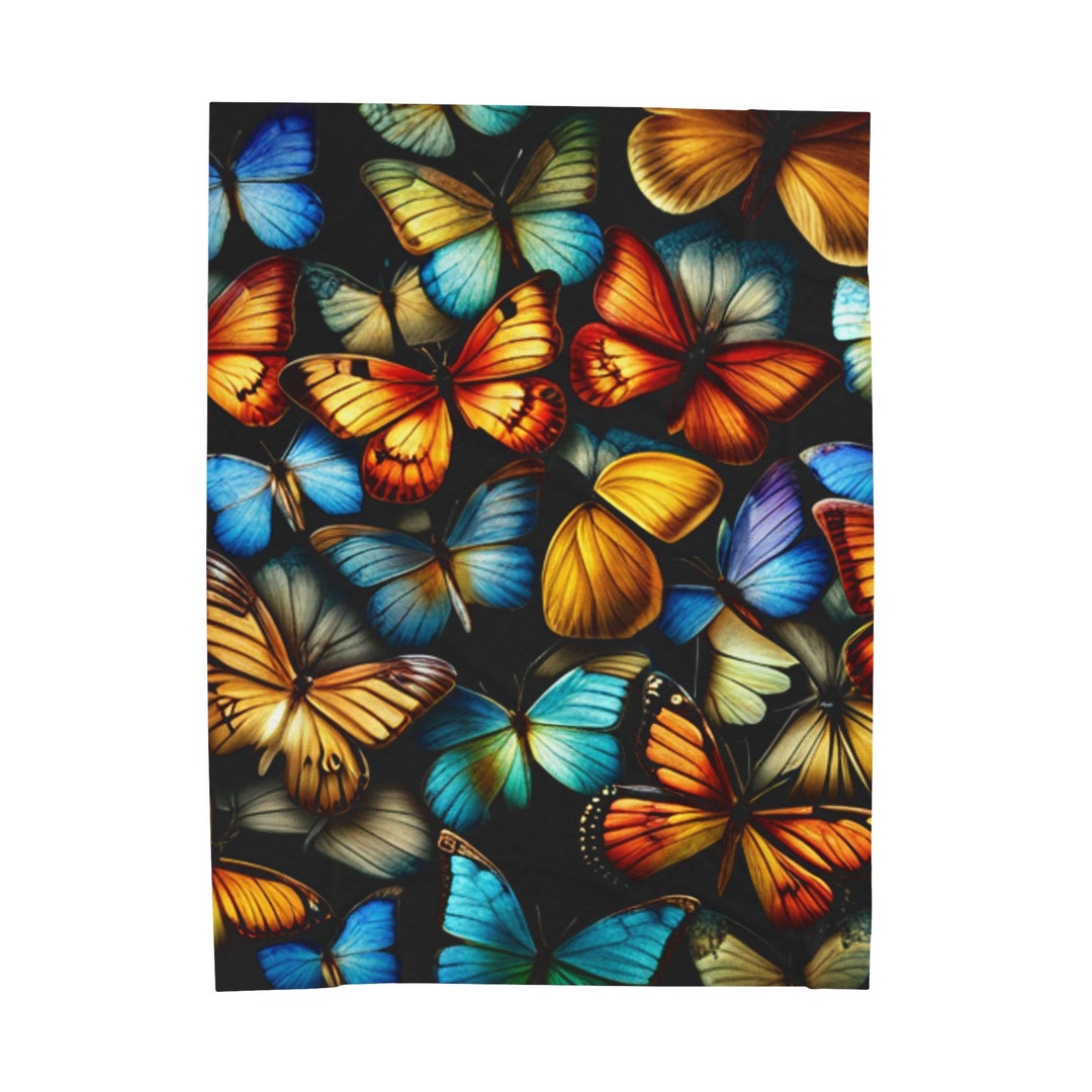 Colorful Butterflies, Velveteen Plush Blanket Etsy