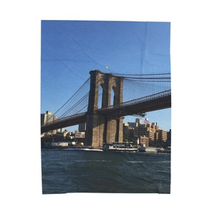 Brooklyn Bridge, NY, iconic, New York City, Manhattan, original photograph, Velveteen Plush Blanket