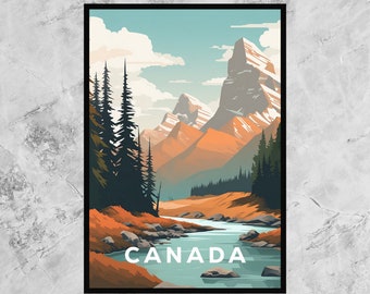 Canada Poster, Retro Travel Poster, Travel Print, Wall Art, Vintage Artwork, Canada Print, Multiple sizes, UNFRAMED