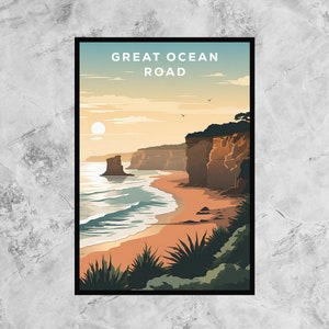 Tolles Ocean Road Poster | Retro Reise Poster | Reise-Druck | Wandkunst | Vintage Kunstwerk | Australien | Mehrere Größen | Ohne Rahmen