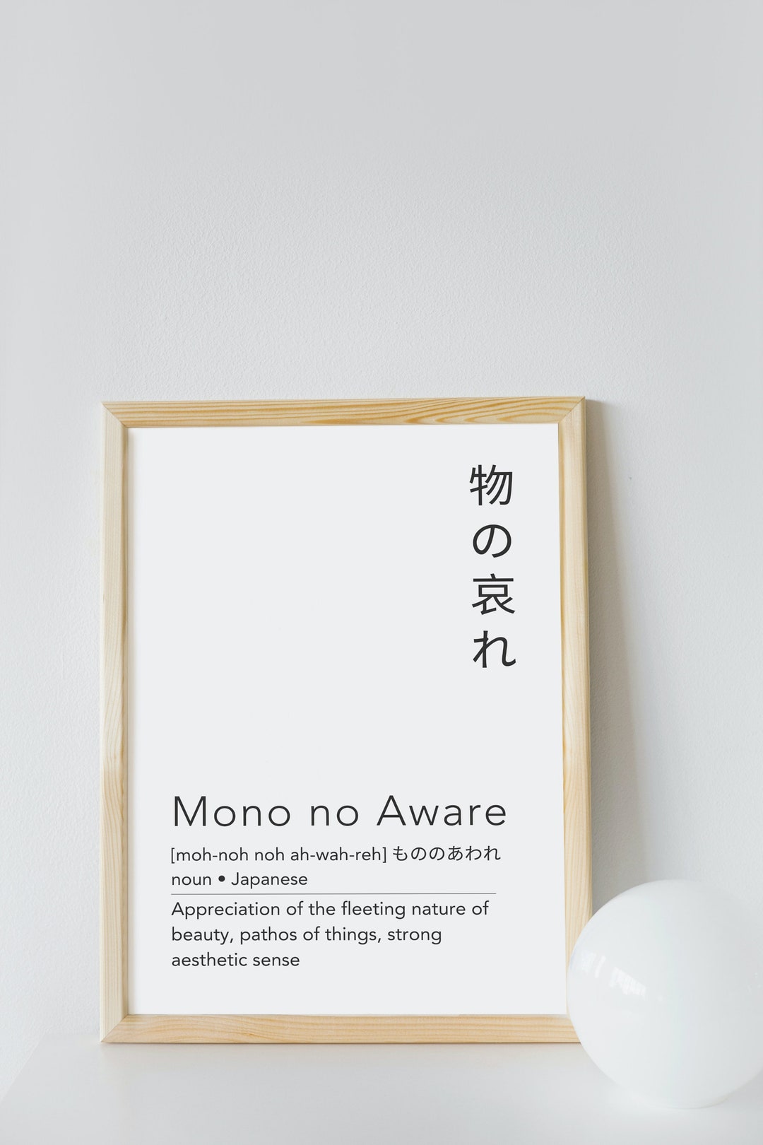 Mono No Aware Definition Print Japanese Print Fleeting Beauty Definition Poster Minimal Decor