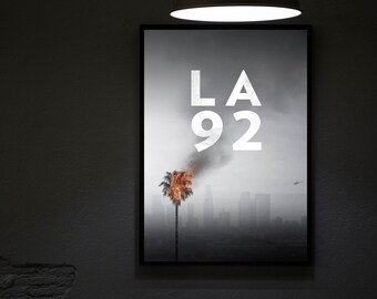 LA 92 (2017) 映画ポスター 映画プリント、ヒップホップ映画ポスター、ウォールアート、部屋の装飾、ホームデコレーション、オフィスの装飾、ギフト