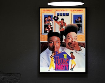 House Party (1990) Impressão de pôster de filme, pôsteres de filmes de hip hop, arte de parede, decoração de quarto, decoração de casa, pôster de arte para presente, decoração de escritório