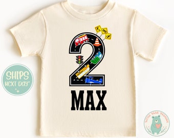 Custom Name Age Transportation Birthday Shirt, Transportation Party Birthday Boy Shirt, 2nd Birthday Shirt, Vehicle Birthday Boy Outfit