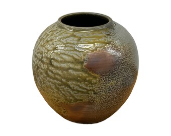 SUSIE MCMEEKIN (Australia 1954-), a stoneware globular vase with with woodfired glaze, impressed maker's mark to base.