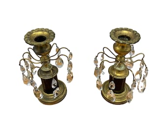 Pair of vintage regency style brass candle stick holders