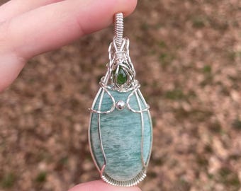 Amazonite Wire Wrapped Necklace